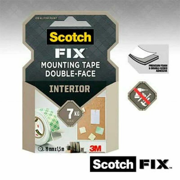 Scotch Scotch-Fix Cinta de montaje de doble cara para interiores 19mm x 1,5m Scotch Scotch-Fix Cinta de montaje de doble cara para interiores 19mm x 1,5m