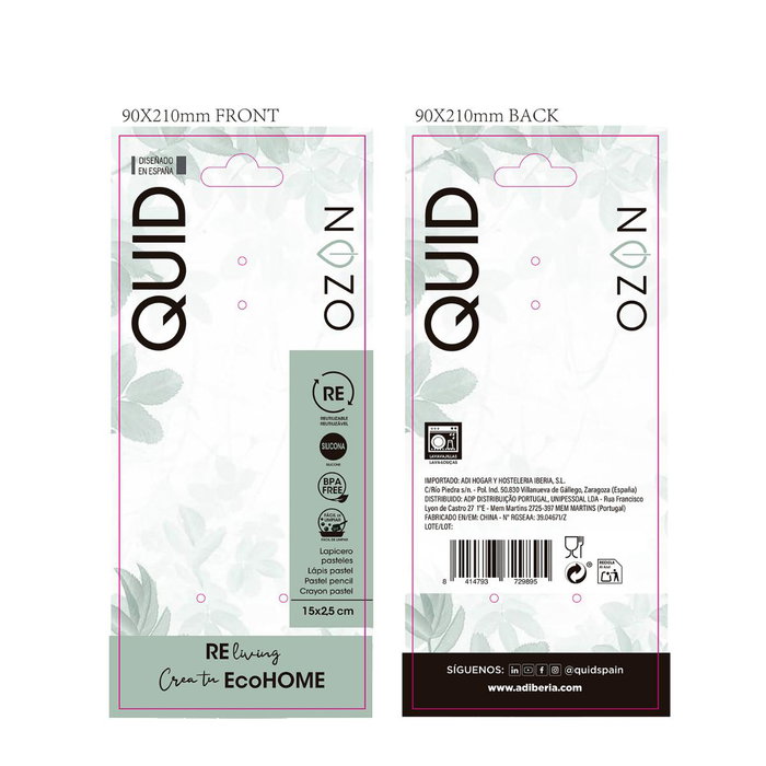 Lapicero Pasteles Ozon Quid 15x2,5 cm