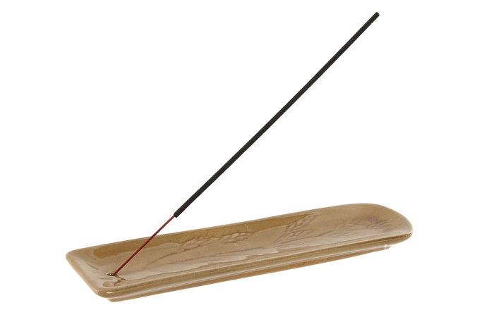 DKD Home Decor Soporte Incienso Verde Mostaza Gres 5.8 x 21.8 x 1.5 cm (3 Unidades)