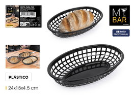 Inde Cesta para Pan Ovalada de Plástico (PP), 24 cm x 15 cm x 4 cm, Ideal para Barras de Pan (36 Unidades)