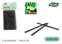 Algon Pajitas Plástico Reutilizables 30 Unidades 14 cm 6 mm (24 Unidades)
