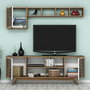 Hanah Home Conjunto Muebles Salón Chevron Nogal y Blanco