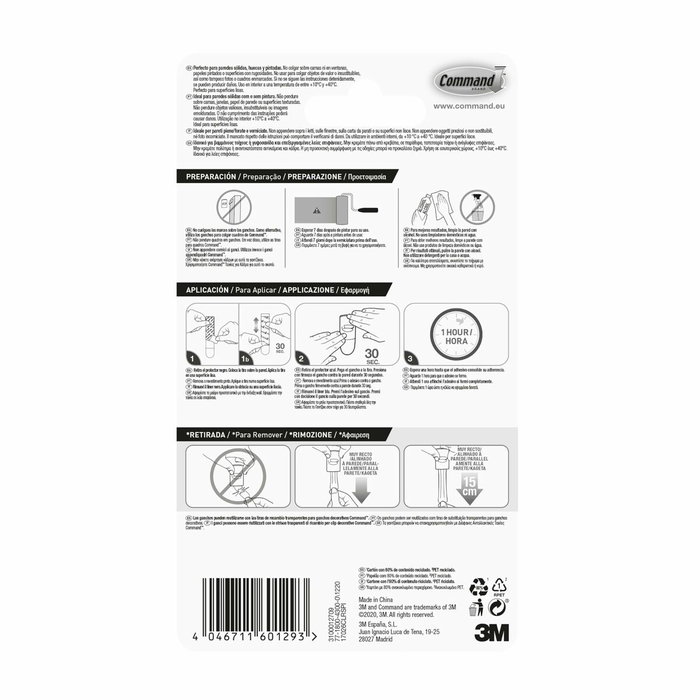 3M Command Mini Gancho Decorativo Transparente, 20 uds + 24 tiras 3M Command Mini Gancho Decorativo Transparente, 20 uds + 24 tiras