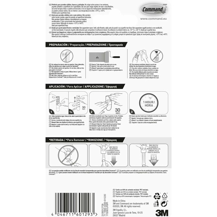 3M Command Mini Gancho Decorativo Transparente, 20 uds + 24 tiras 3M Command Mini Gancho Decorativo Transparente, 20 uds + 24 tiras