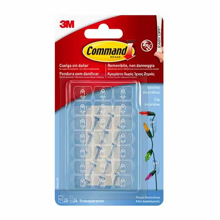 3M Command Mini Gancho Decorativo Transparente, 20 uds + 24 tiras 3M Command Mini Gancho Decorativo Transparente, 20 uds + 24 tiras