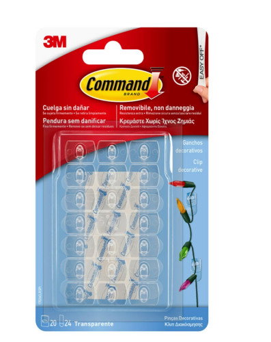 3M Command Mini Gancho Decorativo Transparente, 20 uds + 24 tiras 3M Command Mini Gancho Decorativo Transparente, 20 uds + 24 tiras