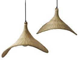 DKD Home Decor Set de 2 Lámparas de Techo de Bambú Marrón Natural