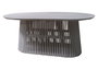 DKD Home Decor Mesa de Comedor Ovalada de Mindi Blanca Decapé