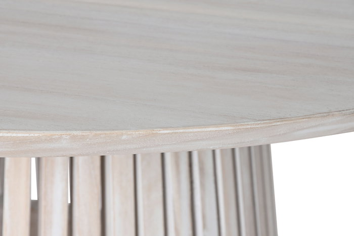 DKD Home Decor Mesa de Comedor Ovalada de Mindi Blanca Decapé