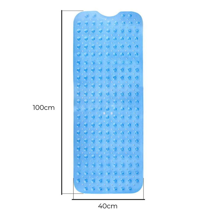 Exma Alfombra de ducha azul transparente y blanco 100 x 40 cm