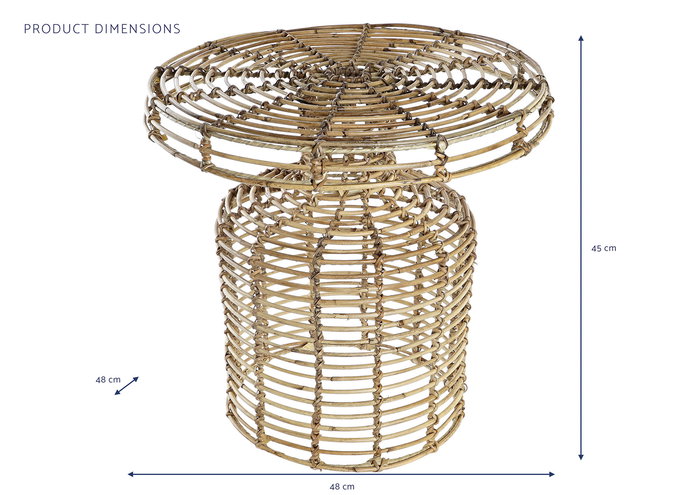 DKD Home Decor Mesita Auxiliar Balines Ratan Natural 48x48x45 cm
