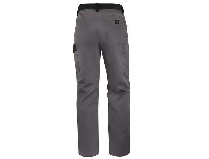 Deltaplus Pantalón de Trabajo Panostyle Cintura Ajustable 5 Bolsillos Gris Verde Talla 3XL Norma EN 14404 EN ISO 13688