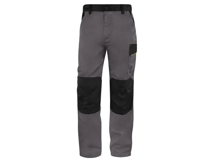 Deltaplus Pantalón de Trabajo Panostyle Cintura Ajustable 5 Bolsillos Gris Verde Talla 3XL Norma EN 14404 EN ISO 13688