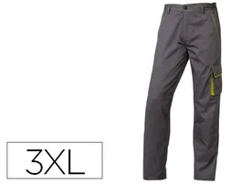 Deltaplus Pantalón de Trabajo Panostyle Cintura Ajustable 5 Bolsillos Gris Verde Talla 3XL Norma EN 14404 EN ISO 13688