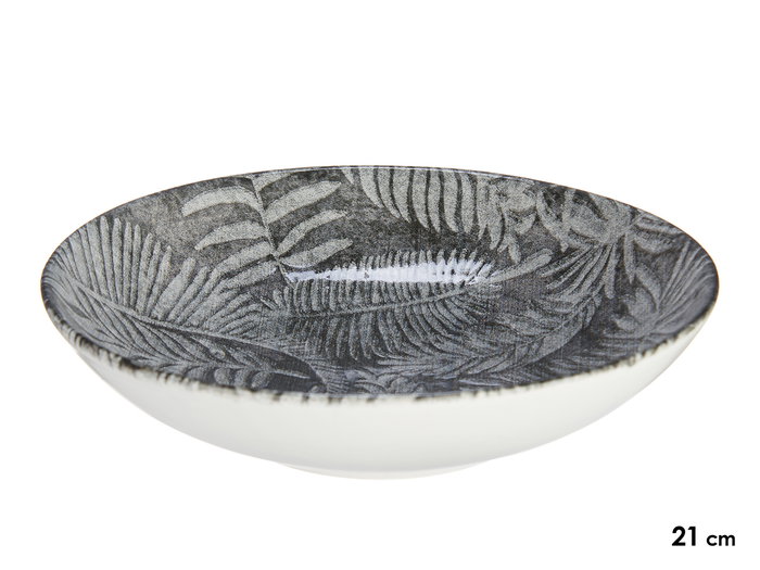 Vessia Plato Hondo Porcelana 21 cm Negro/Blanco Hoja (Set de 24) Vessia Plato Hondo Porcelana 21 cm Negro/Blanco Hoja (Set de 24)