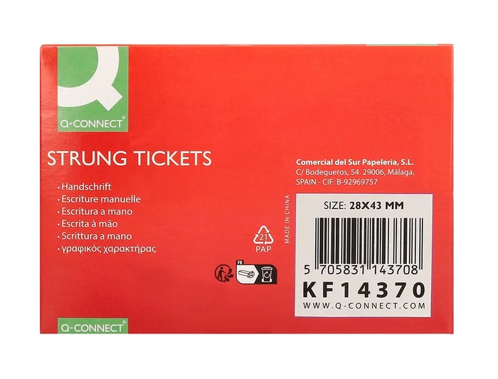 Q-connect Etiquetas Colgantes 28x43 mm Caja de 500 Unidades