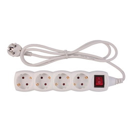 Simon Base múltiple Basic Line de 4 tomas Schuko con interruptor, blanca
