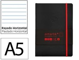 Antartik Antartik Notes Cuaderno A5 Tapa Blanda Hojas Rayas Negro y Rojo 80 Hojas 80gr FSC