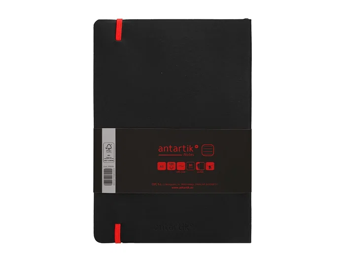 Antartik Antartik Notes Cuaderno A5 Tapa Blanda Hojas Rayas Negro y Rojo 80 Hojas 80gr FSC