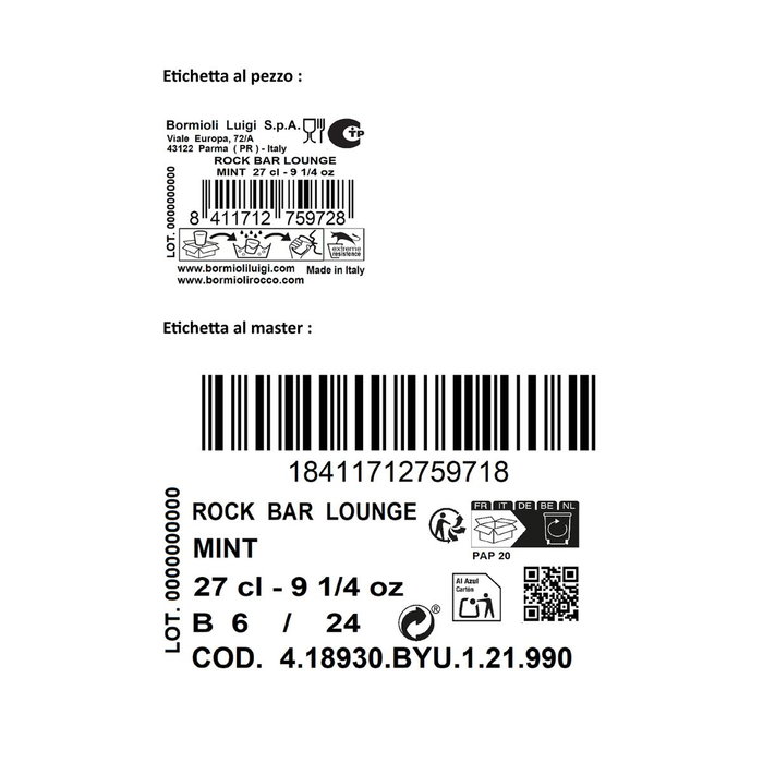 Vaso Bajo Vidrio Rock Bar Bormioli Rocco 27 cL (6 Unidades)