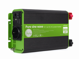 EnerGenie EG-PWC-PS500-01 Adaptador e Inversor de Corriente para Coche 500 W Negro, Verde