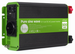 EnerGenie EG-PWC-PS500-01 Adaptador e Inversor de Corriente para Coche 500 W Negro, Verde