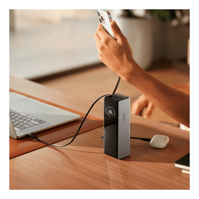 EcoFlow RAPID EF-RAPID25K140W-S-EU Powerbank Portátil 25000 mAh 140W Plata, Carga Rápida Quick Charge 3.0, 170W Salida, 3 Puertos USB para Smartphone, Portátil y Tableta