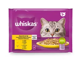 Whiskas Selección Aves, Comida Húmeda para Gato, 13 Paquetes de 4 Sobres de 85 gr - 4420 gr Total, Mars