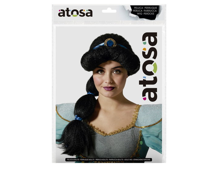 Peluca De Princesa Árabe Negra Con Diadema 180 gr