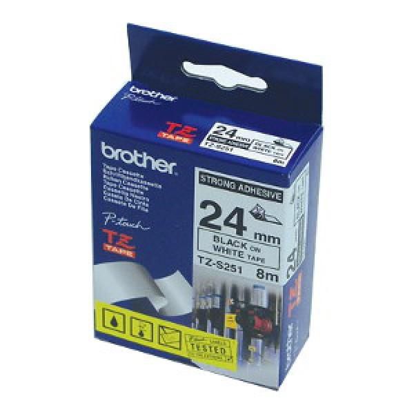 Brother TZ Cinta Adhesiva Laminada Brillante - Fuerte Adhesivo, Negro sobre Blanco, 24 mm x 8 m Brother TZ Cinta Adhesiva Laminada Brillante - Fuerte Adhesivo, Negro sobre Blanco, 24 mm x 8 m
