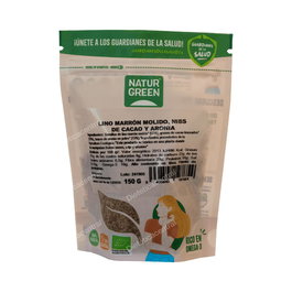NATURGREEN Semillas de Lino Marrón Molidas con Cacao y Aronia Bio - 150 g - Ecológico, Alto en Fibra y Omega-3, Para Yogures y Ensaladas