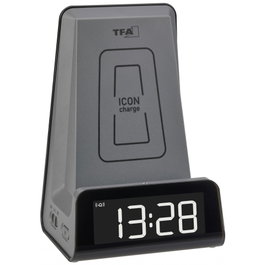Tfa Reloj Despertador Digital ICON Charge con Estación de Carga Antracita