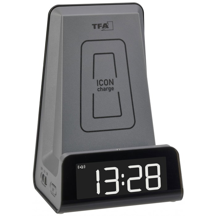 Tfa Reloj Despertador Digital ICON Charge con Estación de Carga Antracita Tfa Reloj Despertador Digital ICON Charge con Estación de Carga Antracita
