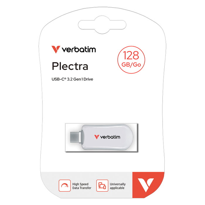 Verbatim Plectra White 128 GB USB-C Flash Drive 30229