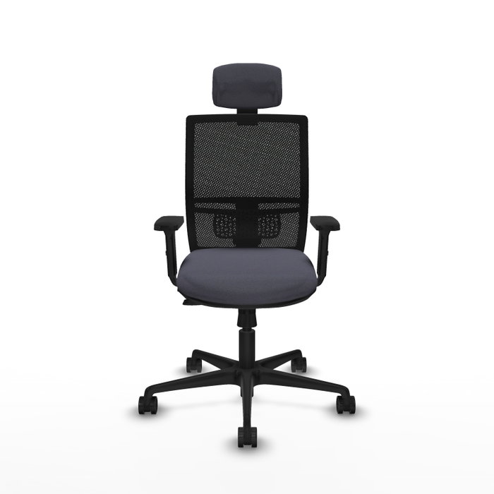 PIQUERAS Y CRESPO Silla de oficina Yunquera con mecanismo Sincro/Traslack, Gris oscuro y Negro