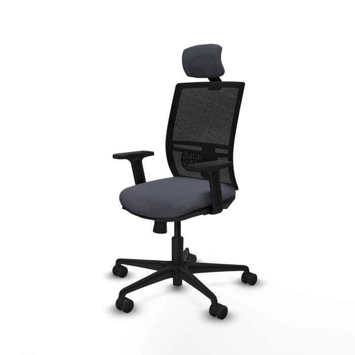 PIQUERAS Y CRESPO Silla de oficina Yunquera con mecanismo Sincro/Traslack, Gris oscuro y Negro