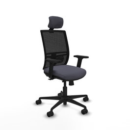 PIQUERAS Y CRESPO Silla de oficina Yunquera con mecanismo Sincro/Traslack, Gris oscuro y Negro