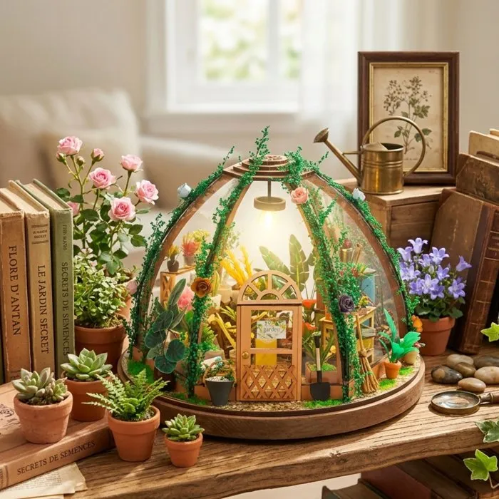 Book Nook Kit de Construcción DIY - Pergola Verde Modelo 3D para Sujetalibros y Rincón de Lectura - 22x22x17 cm