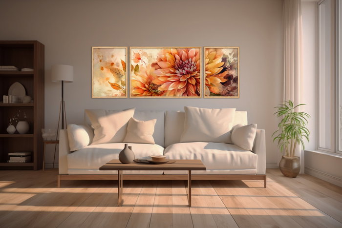 Wallity Huhu301 Set de 3 Cuadros Decorativos en MDF y Madera Maciza, 50x35 cm (2 Piezas) y 50x70 cm (1 Pieza), Elegantes y Modernos para el Hogar