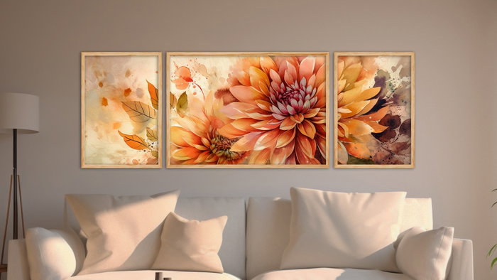 Wallity Huhu301 Set de 3 Cuadros Decorativos en MDF y Madera Maciza, 50x35 cm (2 Piezas) y 50x70 cm (1 Pieza), Elegantes y Modernos para el Hogar