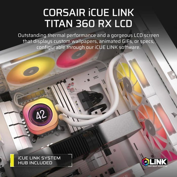 Corsair iCUE LINK TITAN 360 RX LCD AIO White Corsair iCUE LINK TITAN 360 RX LCD AIO White