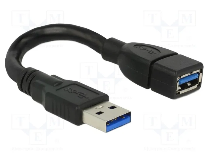 DeLOCK Cable USB ShapeCable USB 3.2 Gen 1 de 0,15 m, Macho a Hembra, Negro DeLOCK Cable USB ShapeCable USB 3.2 Gen 1 de 0,15 m, Macho a Hembra, Negro