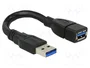 DeLOCK Cable USB ShapeCable USB 3.2 Gen 1 de 0,15 m, Macho a Hembra, Negro