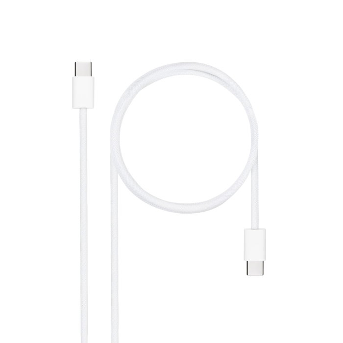 NANO CABLE Cable USB-C a USB-C 60W 3A, 2m, Blanco NANO CABLE Cable USB-C a USB-C 60W 3A, 2m, Blanco