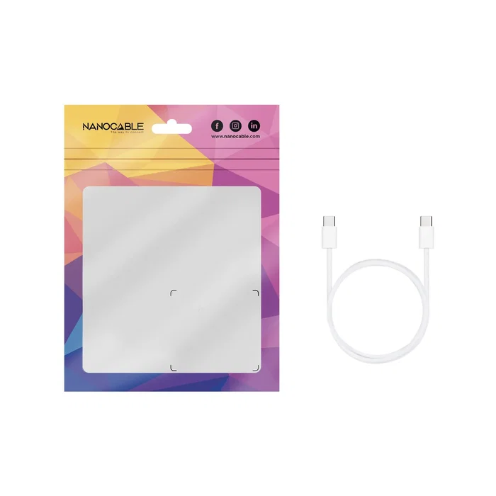 Nanocable Cable USB-C 2.0 de 60W 3A, 2 m, Blanco