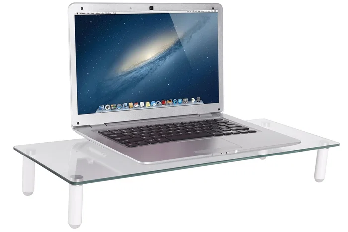 Digitus DA1-90358 Soporte Elevador para Monitor de 13 a 32 Pulgadas, Base de Vidrio Transparente, 56x21x8 cm, Soporta hasta 20 kg
