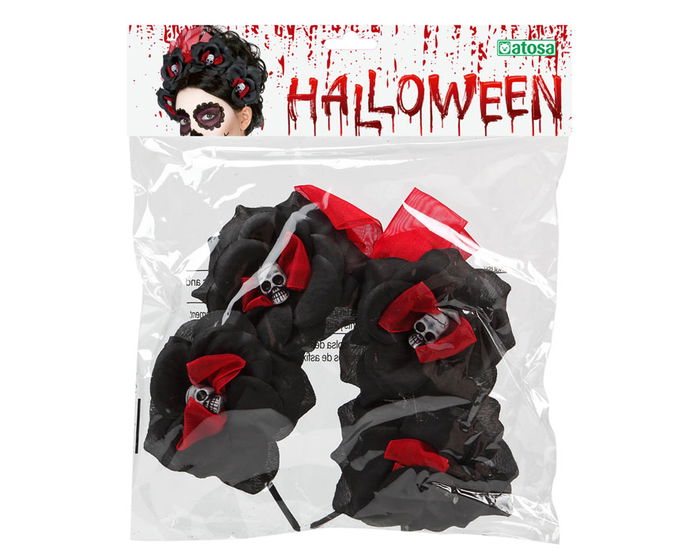 Diadema Catrina Rosas Negras Calavera Mujer Adulto Halloween