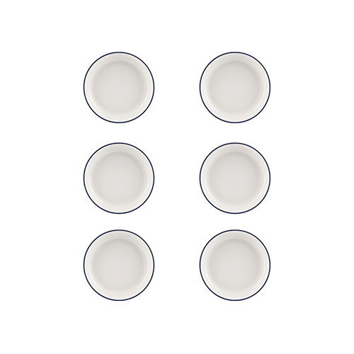 Summa Set de 6 Platos Llanos Coupe Marfil y Azul de 18.5 cm
