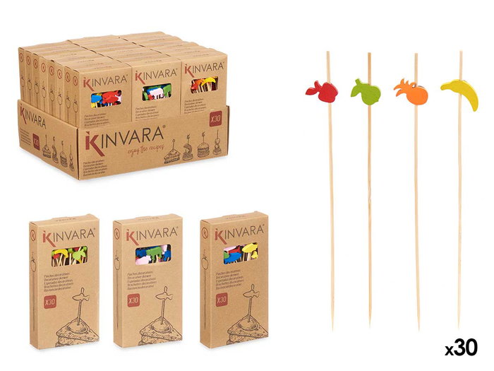 Kinvara Set 30 Brochetas Comida Surtidos 8.5x16x2.5 cm Bambú Colores Surtidos (Set de 48) Kinvara Set 30 Brochetas Comida Surtidos 8.5x16x2.5 cm Bambú Colores Surtidos (Set de 48)
