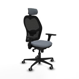 PIQUERAS Y CRESPO Silla de oficina Jorquera con mecanismo Sincro, Tela Gris y Malla Negra